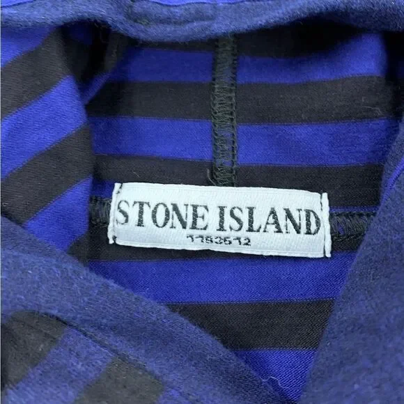 Stone Island S/S 2008 Blue/Black Striped Hooded Sweatshirt Size XL - Picture 8 of 8